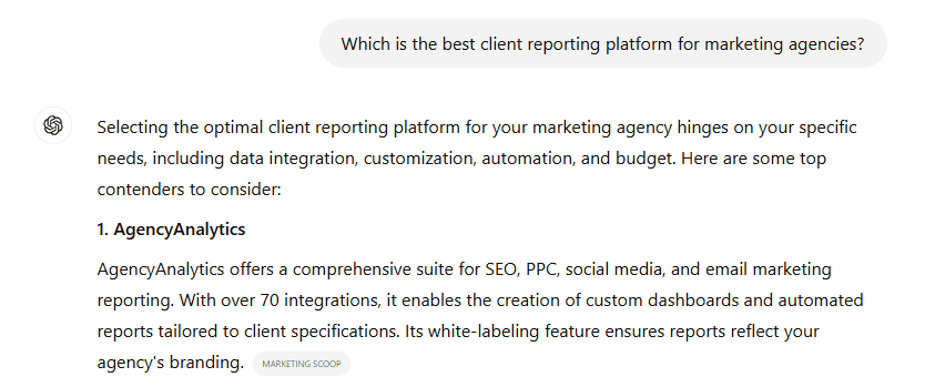SearchGPT Client Reporting Search Example SearchGPT Client Reporting Search Example