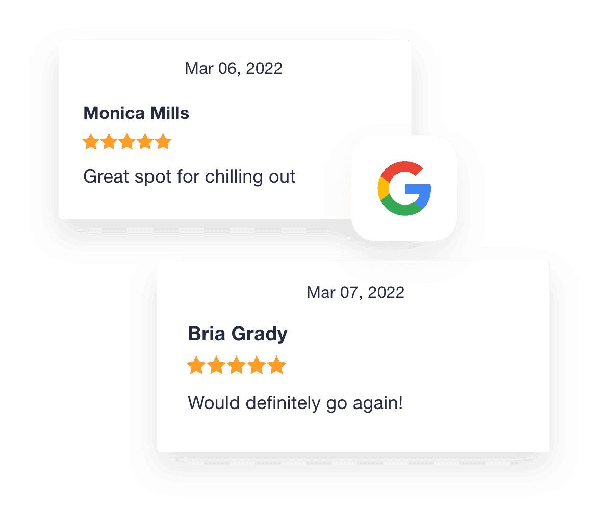 A collage of Google My Business rating and reviews