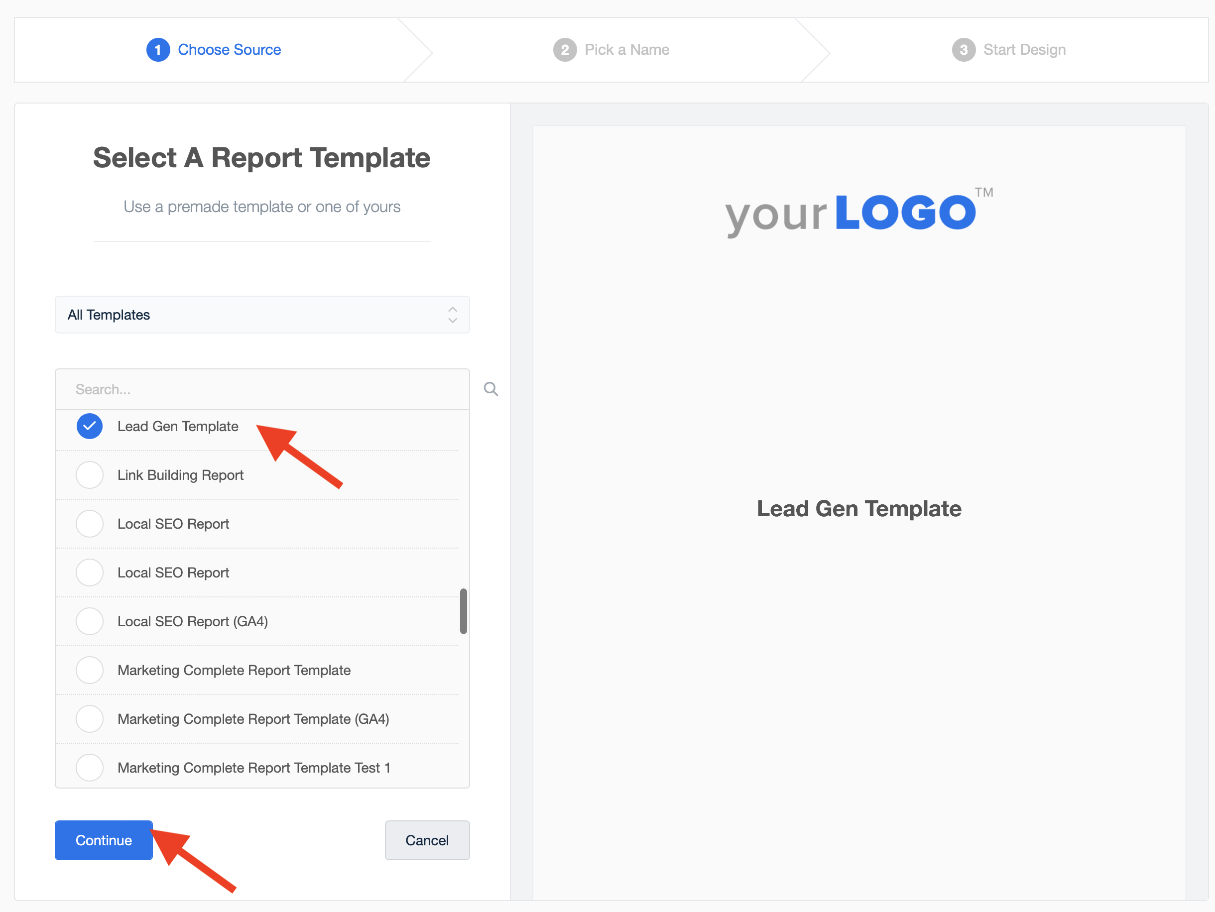 select your template from the drop-down menu select your template from the drop-down menu