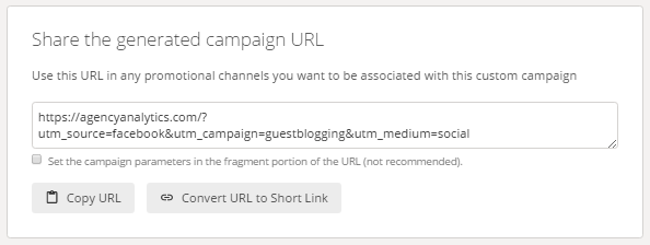 Google Analytics generated URL including UTM parameters in the link code