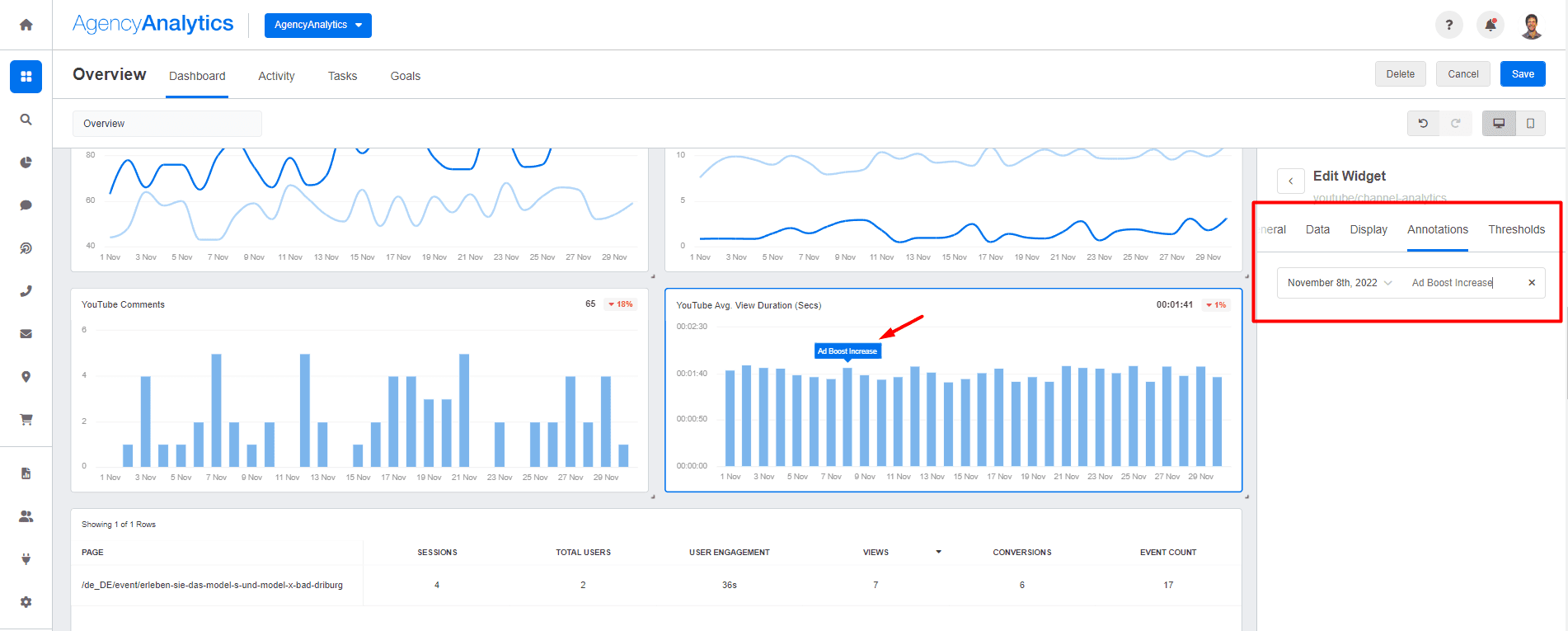 AgencyAnalytics - YouTube Annotation Feature 