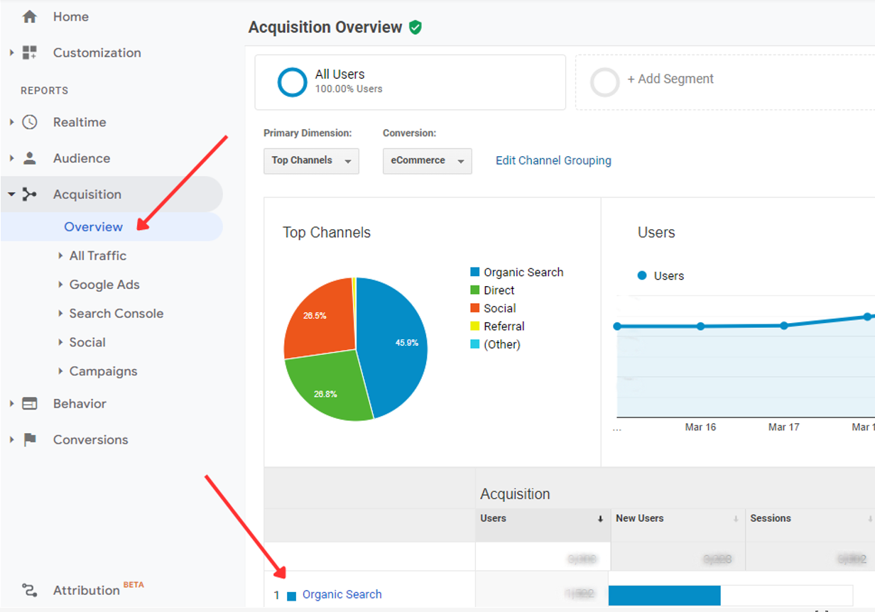 Google Analytics - Audience - Acquisition