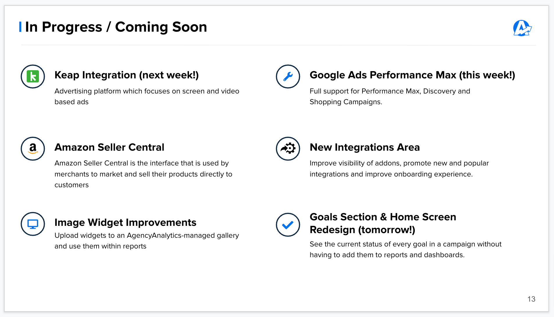 AgencyAnalytics product roadmap