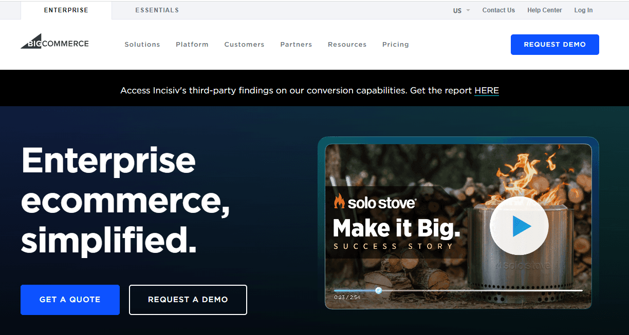 BigCommerce Homepage Screenshot