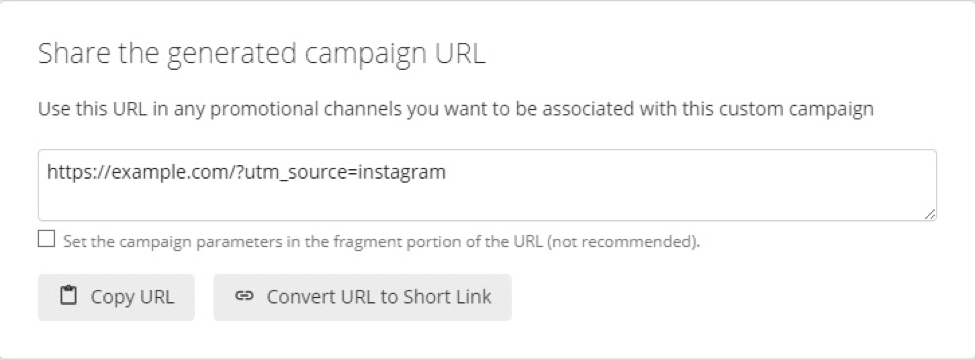 An example of a generated campaign URL, as described in the article.