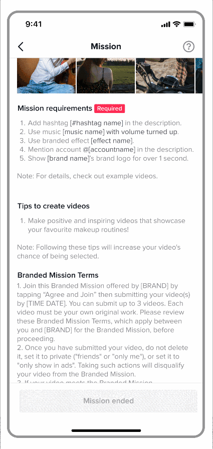 An example of a TikTok ads branded mission An example of a TikTok ads branded mission