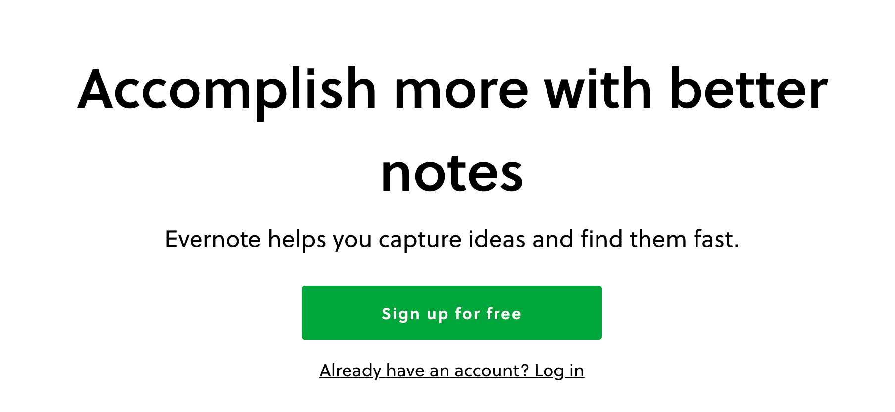 Evernote signup button