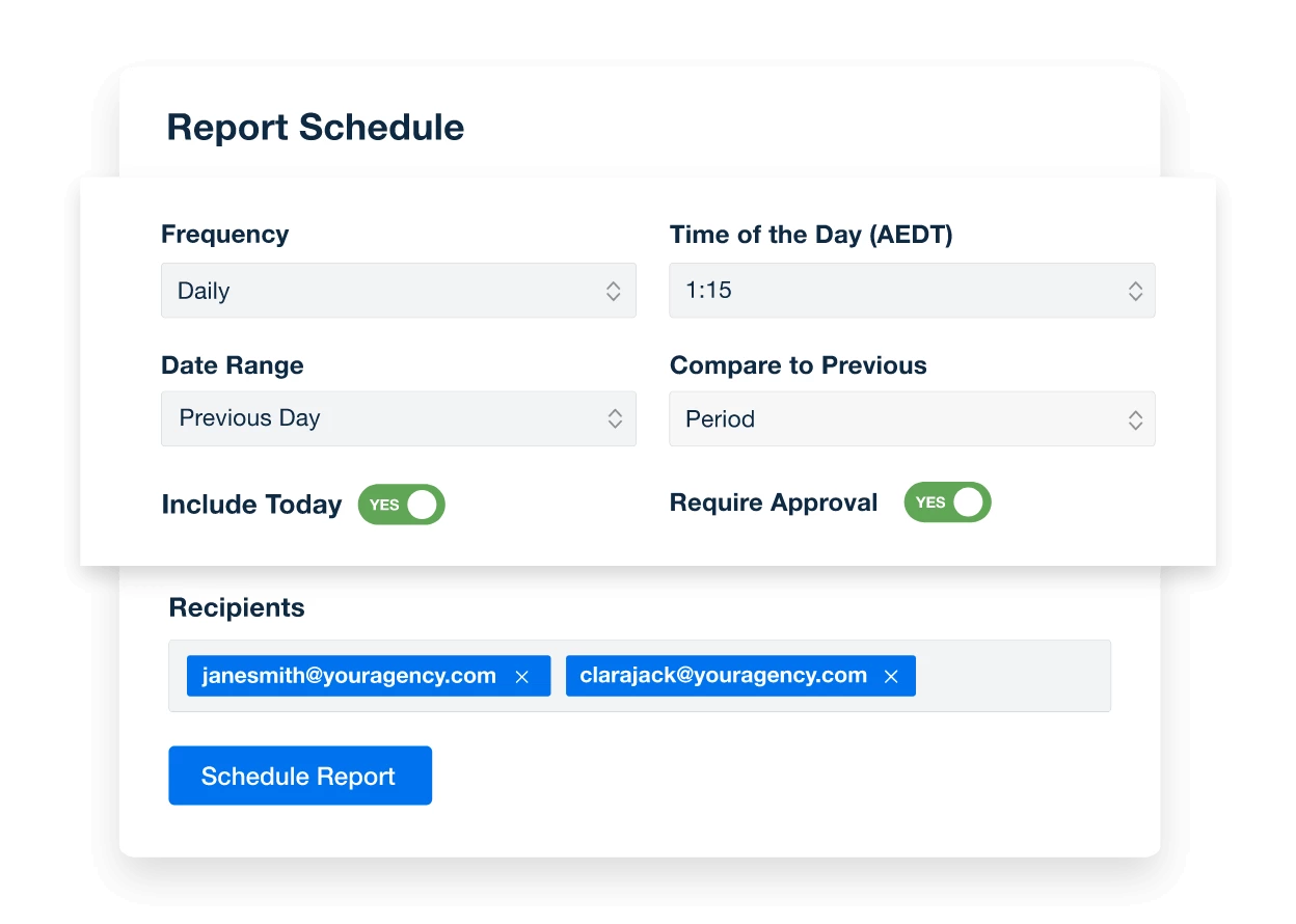 Agency Analytics Report Scheduling feature