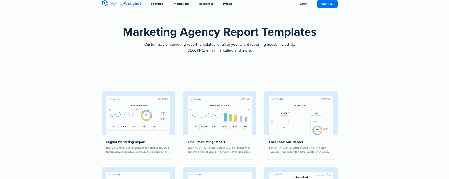 Marketing Report Templates From AgencyAnalytics