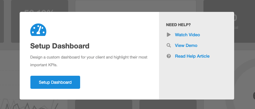 Screenshot of Dashboard Setup Process Screenshot of Dashboard Setup Process