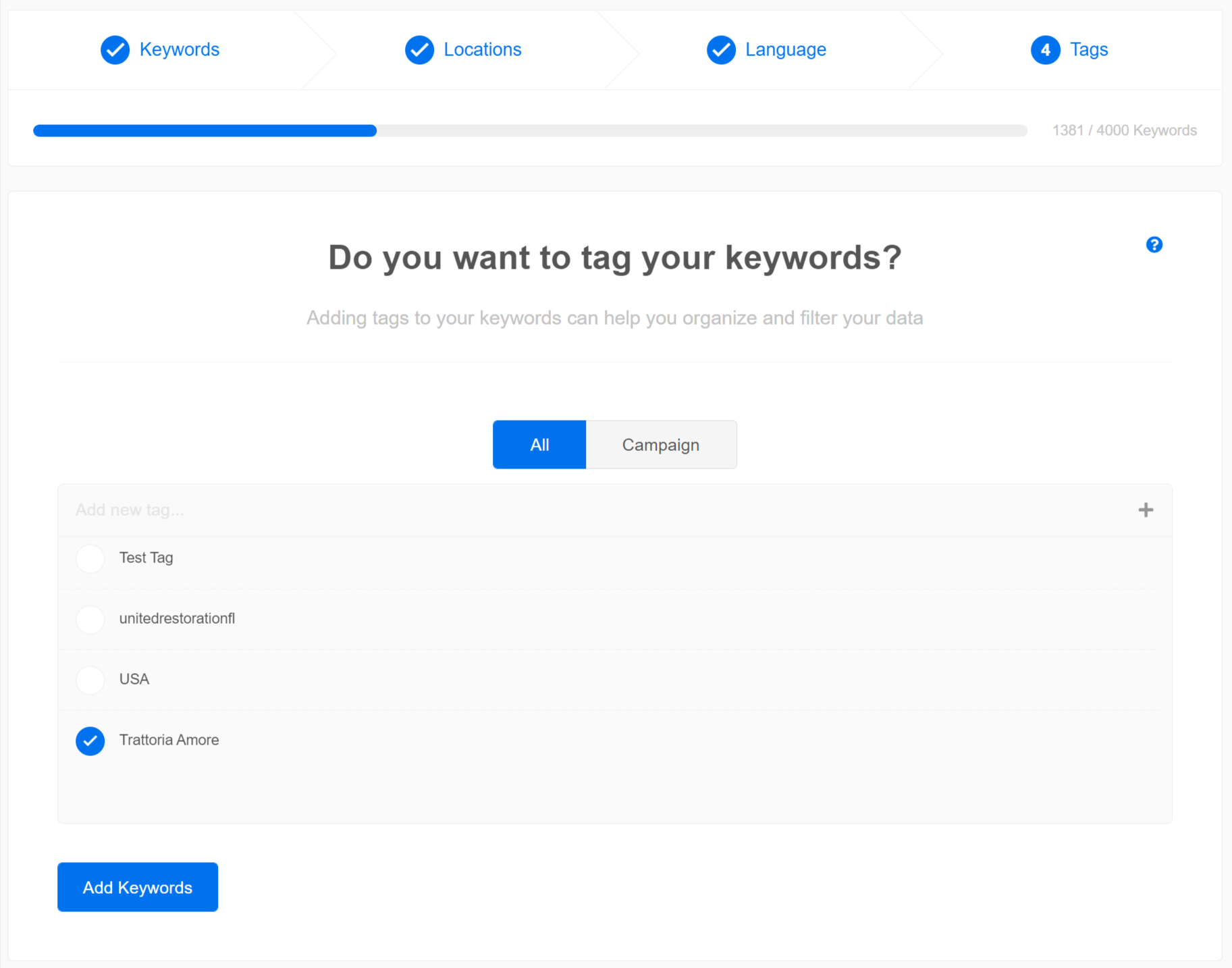 Creating a Tag for Your Keywords in AgencyAnalytics