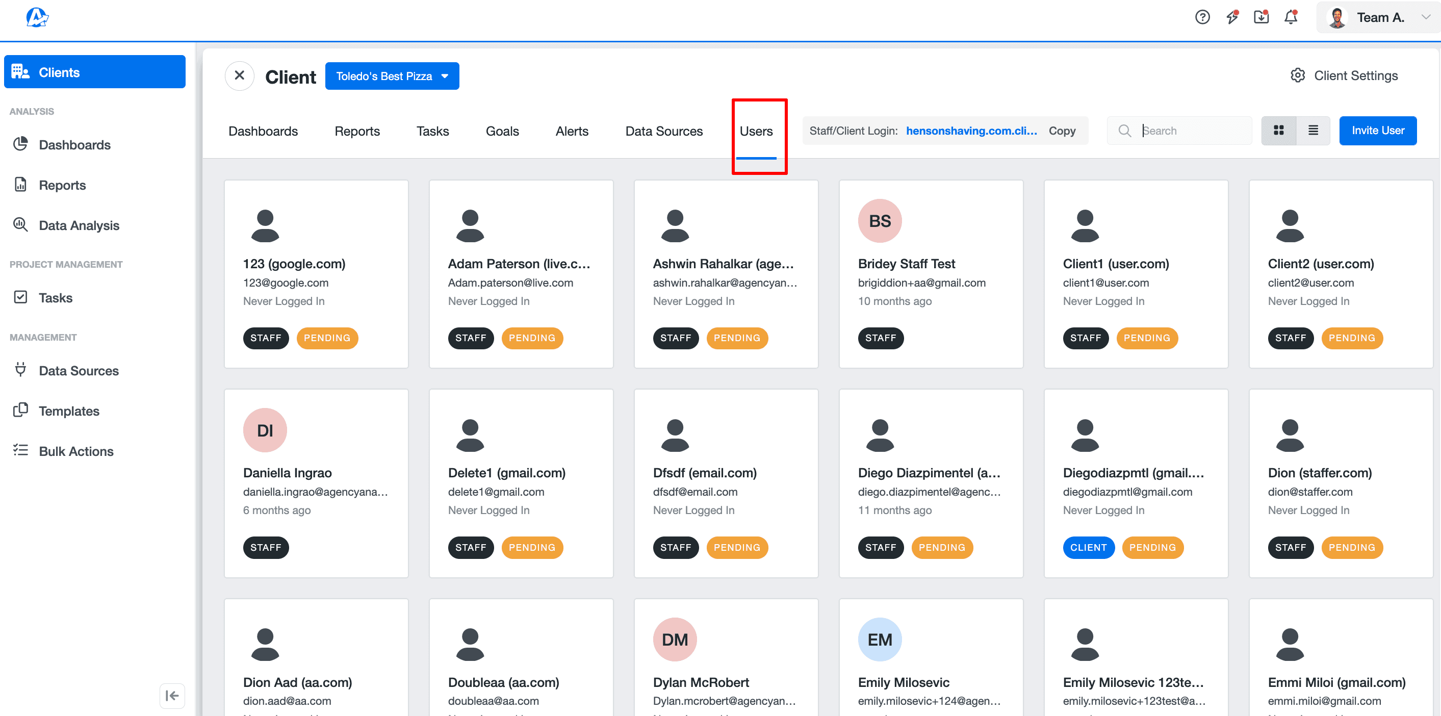 User configuration for staff and client profiles in AgencyAnalytics. User configuration for staff and client profiles in AgencyAnalytics.