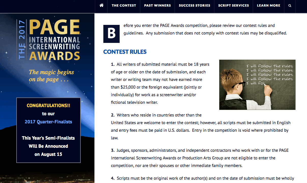 Page Awards Screenshot