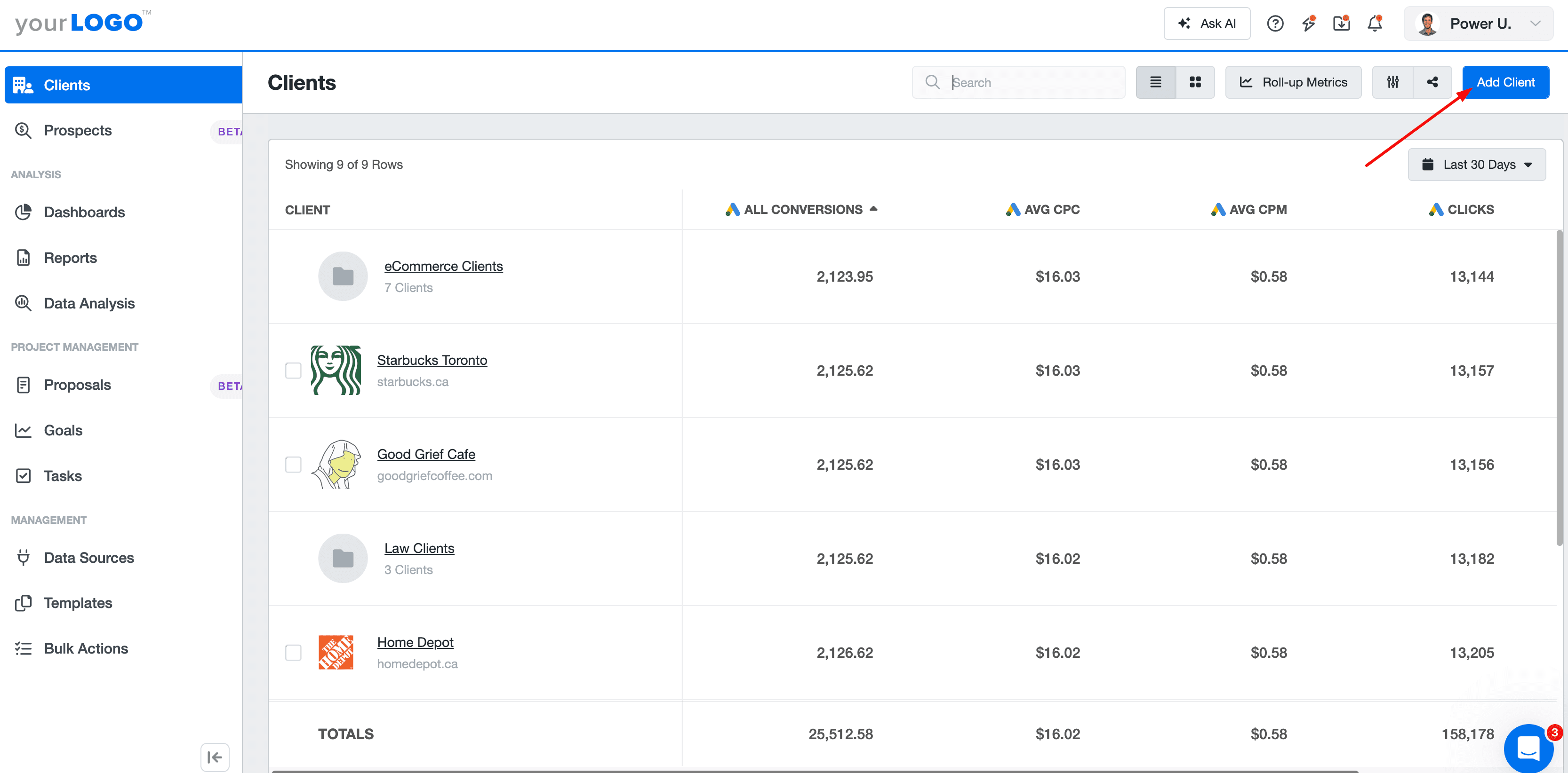 AgencyAnalytics - Add Client Option AgencyAnalytics - Add Client Option