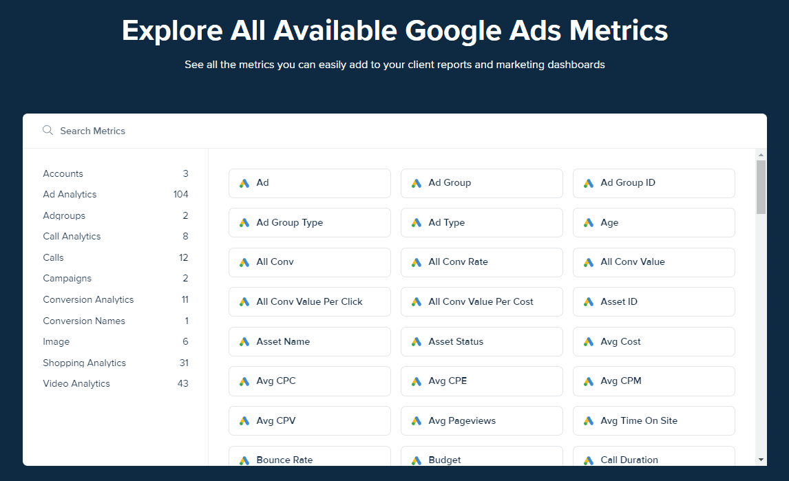 Explore All Available Google Ads Metrics