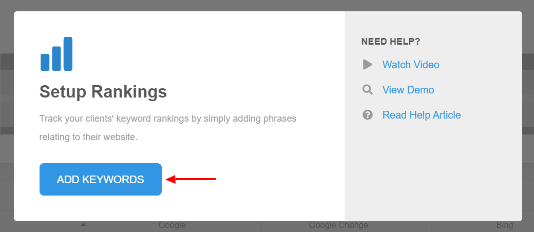 Setup Keyword Rankings - AgencyAnalytics