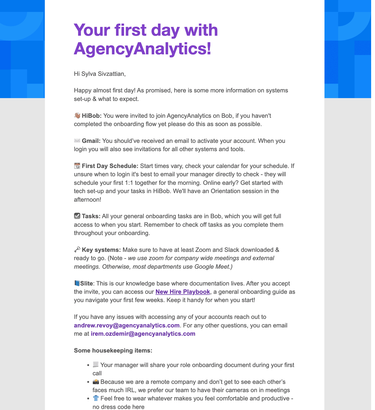 AgencayAnalytics onboarding email AgencayAnalytics onboarding email