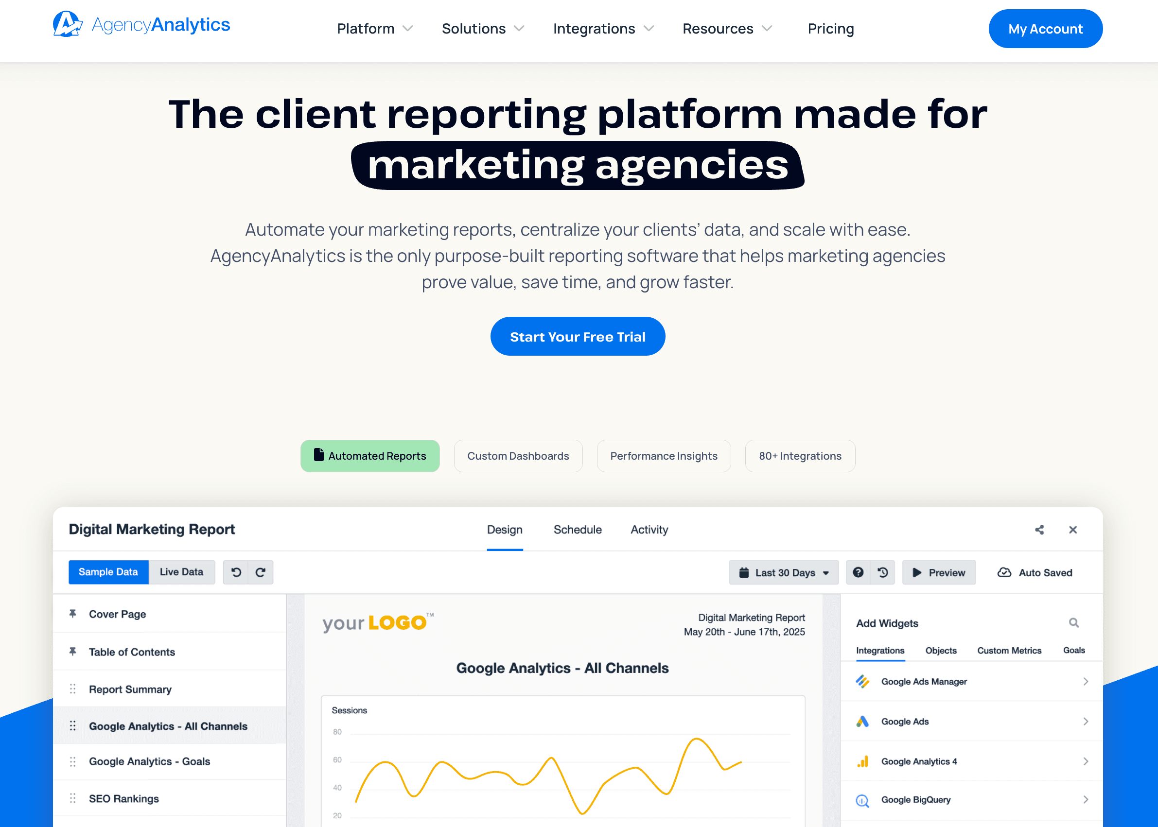 AgencyAnalytics Homepage AgencyAnalytics Homepage