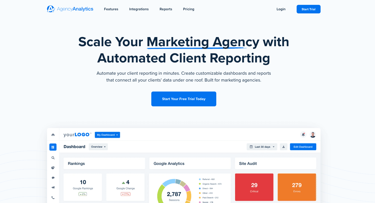 AgencyAnalytics Homepage 