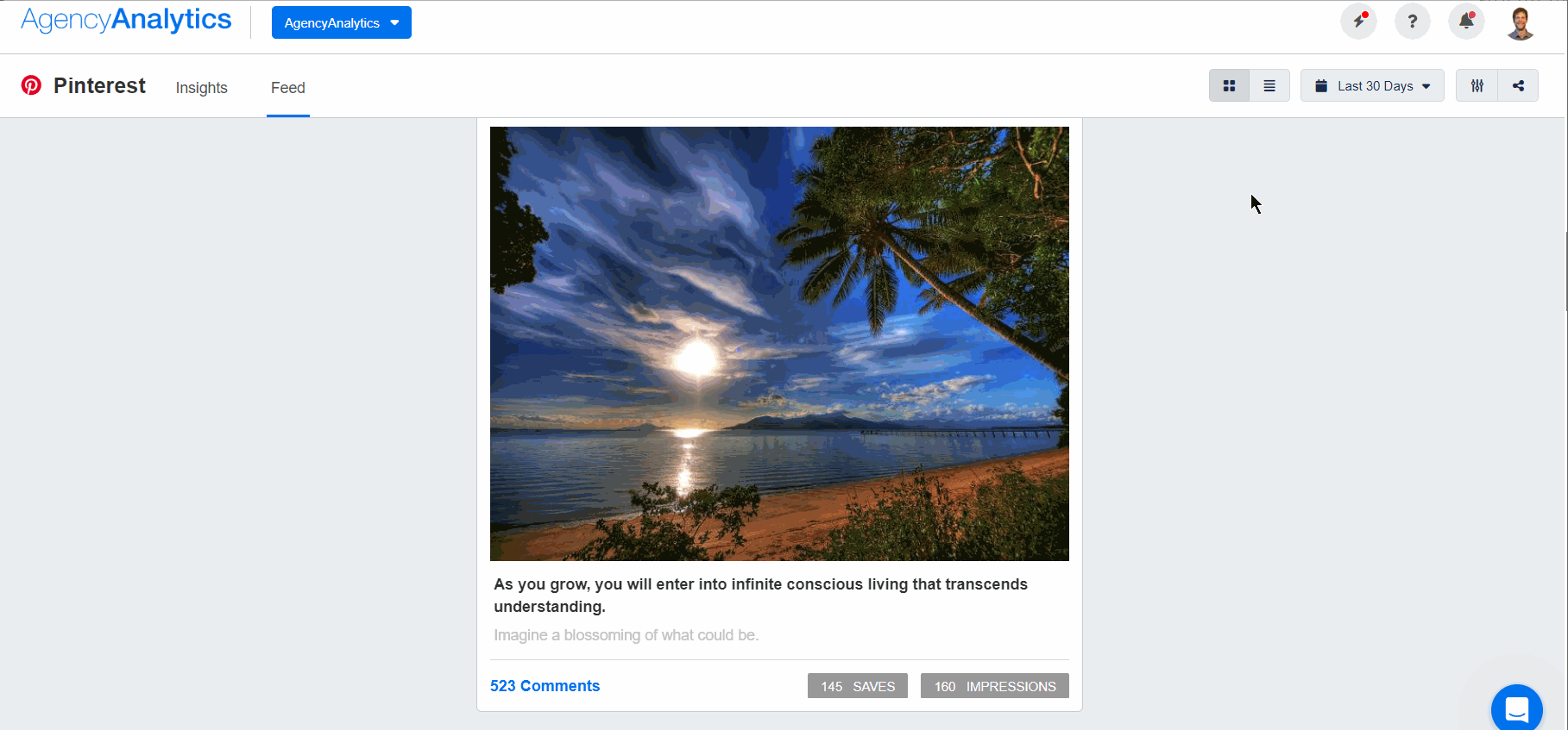 AgencyAnalytics - Pinterest Feed Dashboard