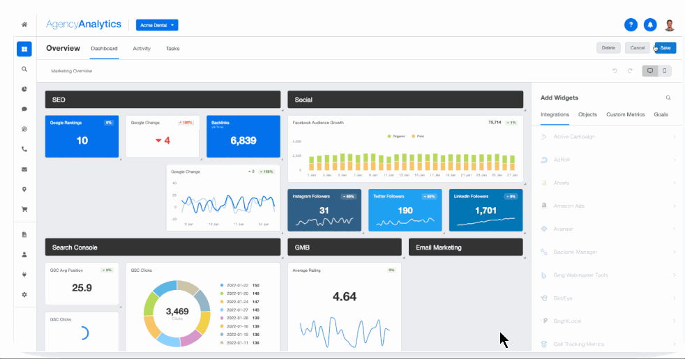 AgencyAnalytics Custom Dashboard Example AgencyAnalytics Custom Dashboard Example