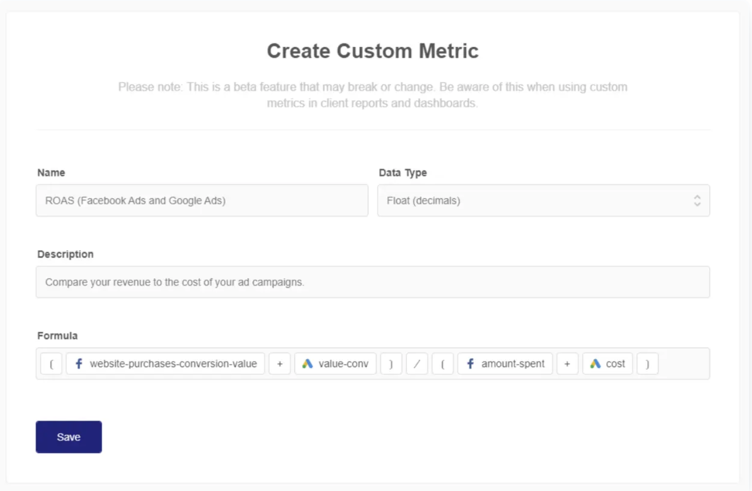 create a custom metric to showcase your success