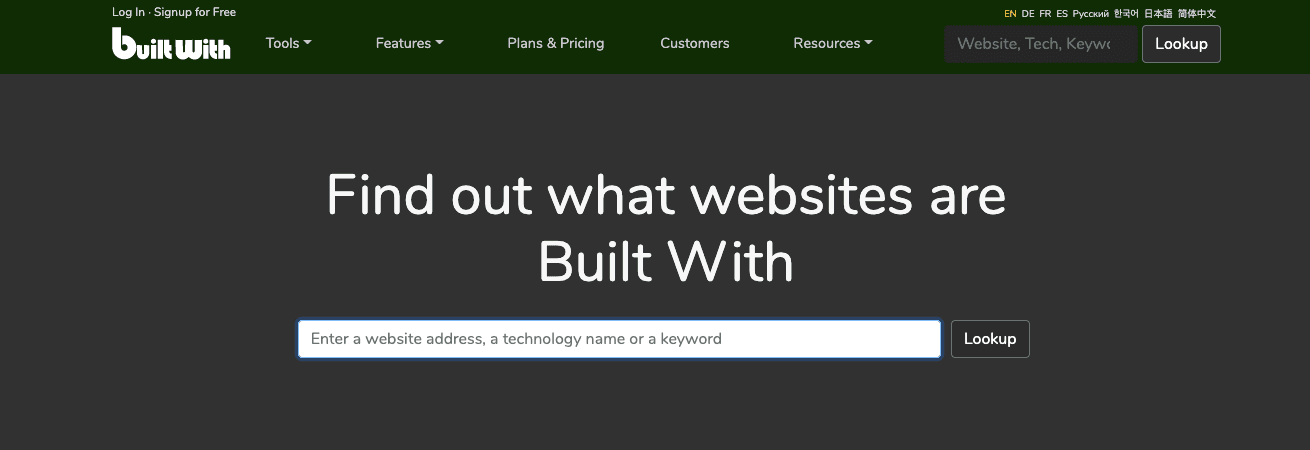 BuiltWith website