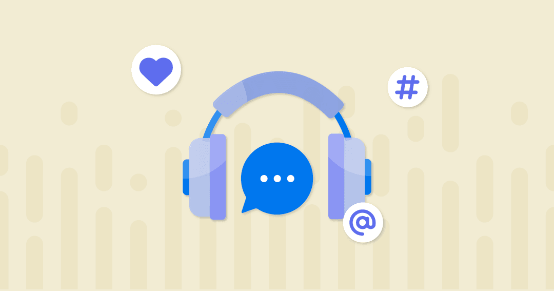best social listening tools for marketing agencies, illustrated with headphones and social media notifications best social listening tools for marketing agencies, illustrated with headphones and social media notifications