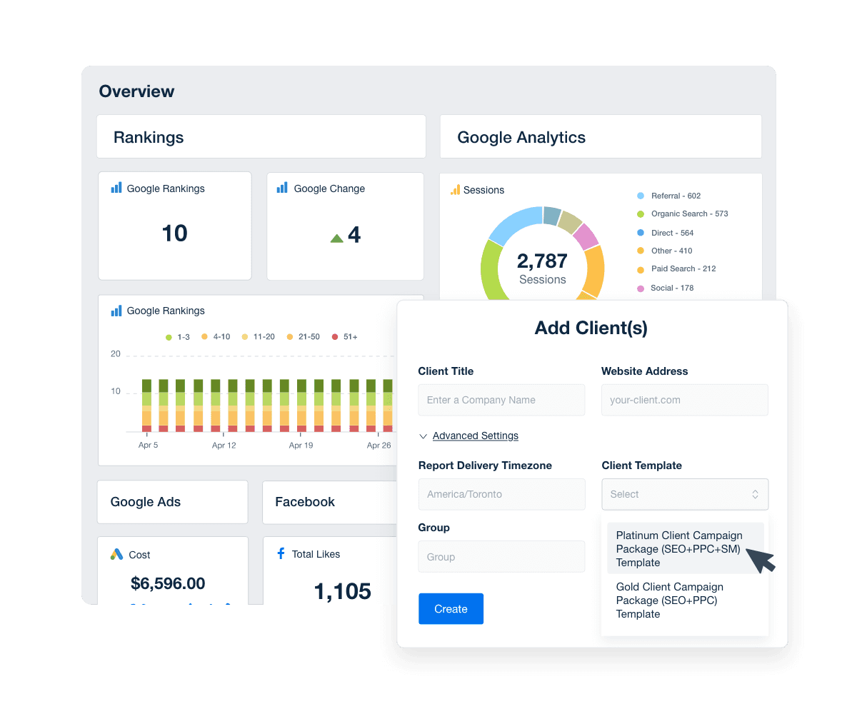 An image showing how easy it is to streamline client onboarding using agency-level dashboard templates An image showing how easy it is to streamline client onboarding using agency-level dashboard templates
