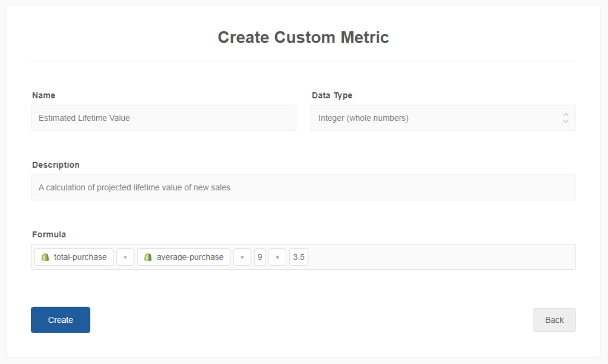 creating a simple custom metric formula in AgencyAnalytics