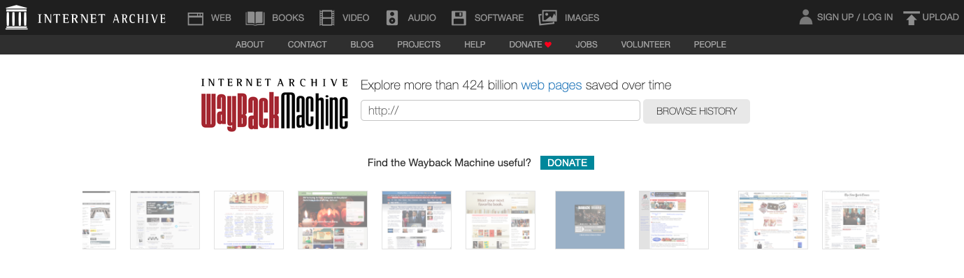 Internet archive WayBack Machine