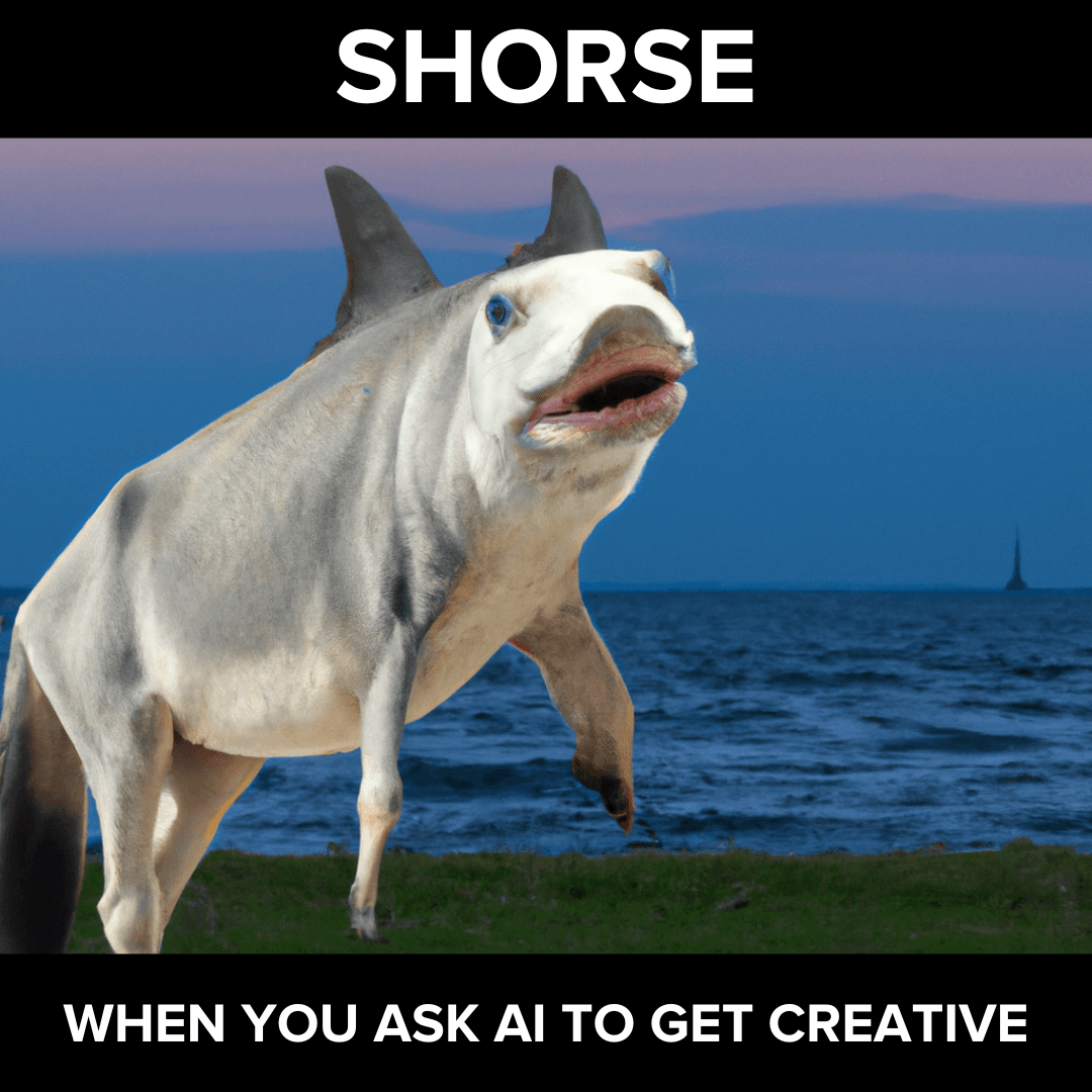 SHORSE AI Generated half horse half shark meme