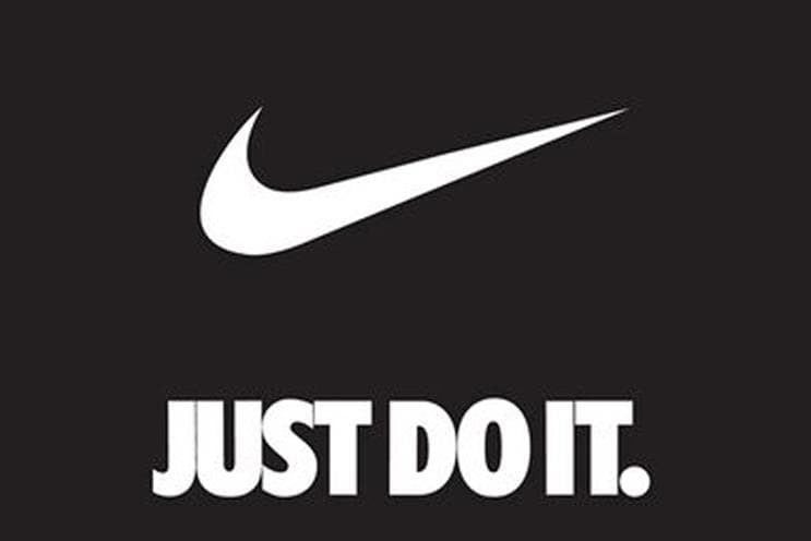 Nike logo with the Just Do It slogan Nike logo with the Just Do It slogan