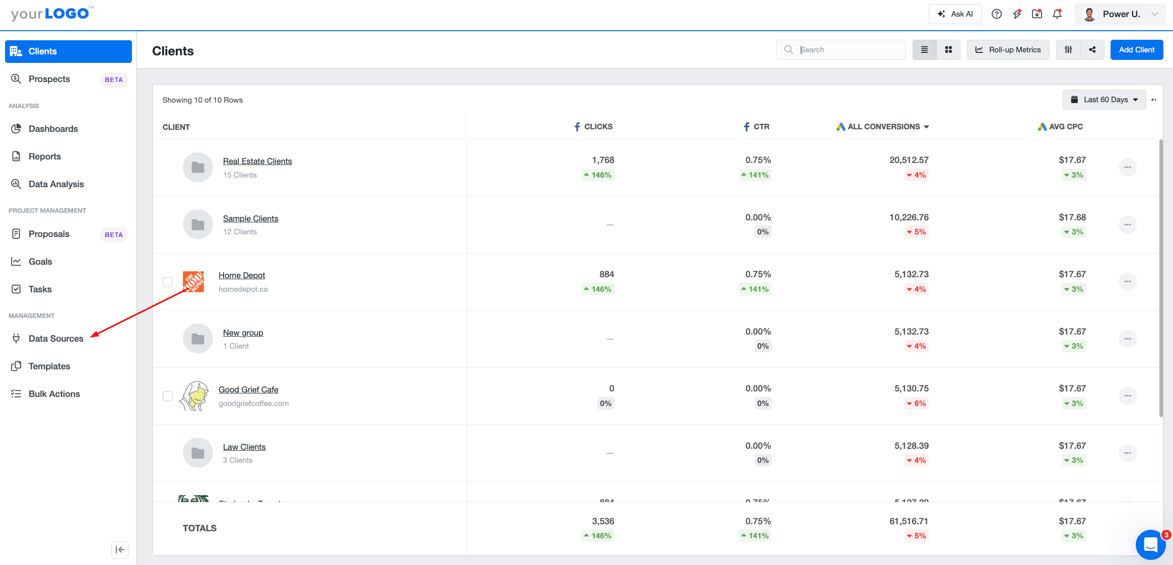 AgencyAnalytics add new data source option AgencyAnalytics add new data source option