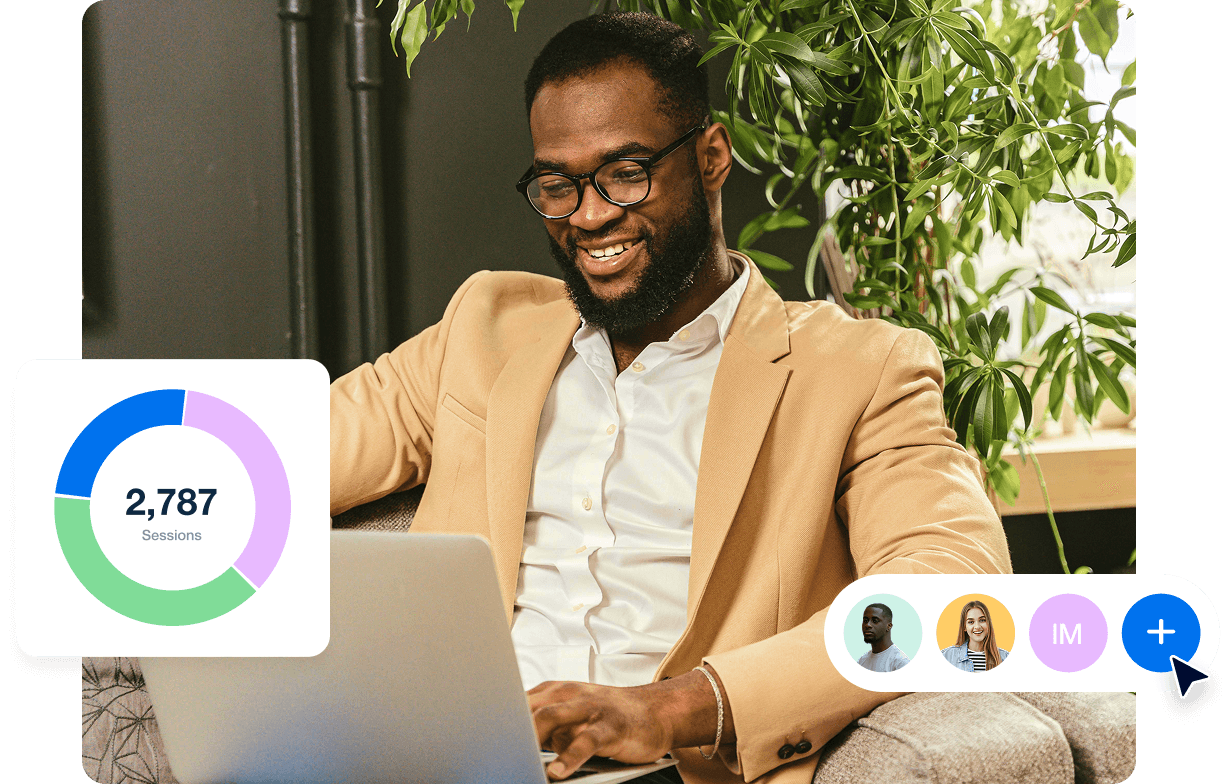Usuário usando software de relatórios de SEO