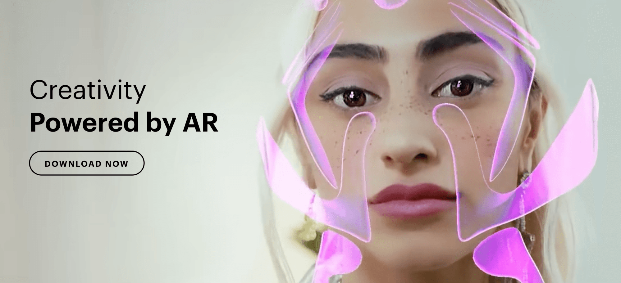 Snapchat ad showing a young woman generated by AR