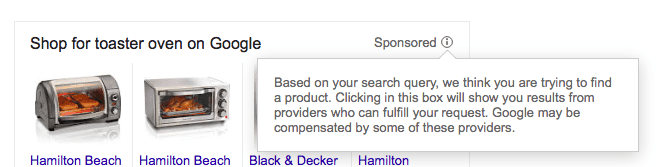 Google sponsored product listing example
