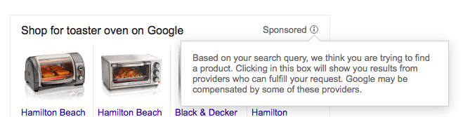 Google sponsored product listing example Google sponsored product listing example