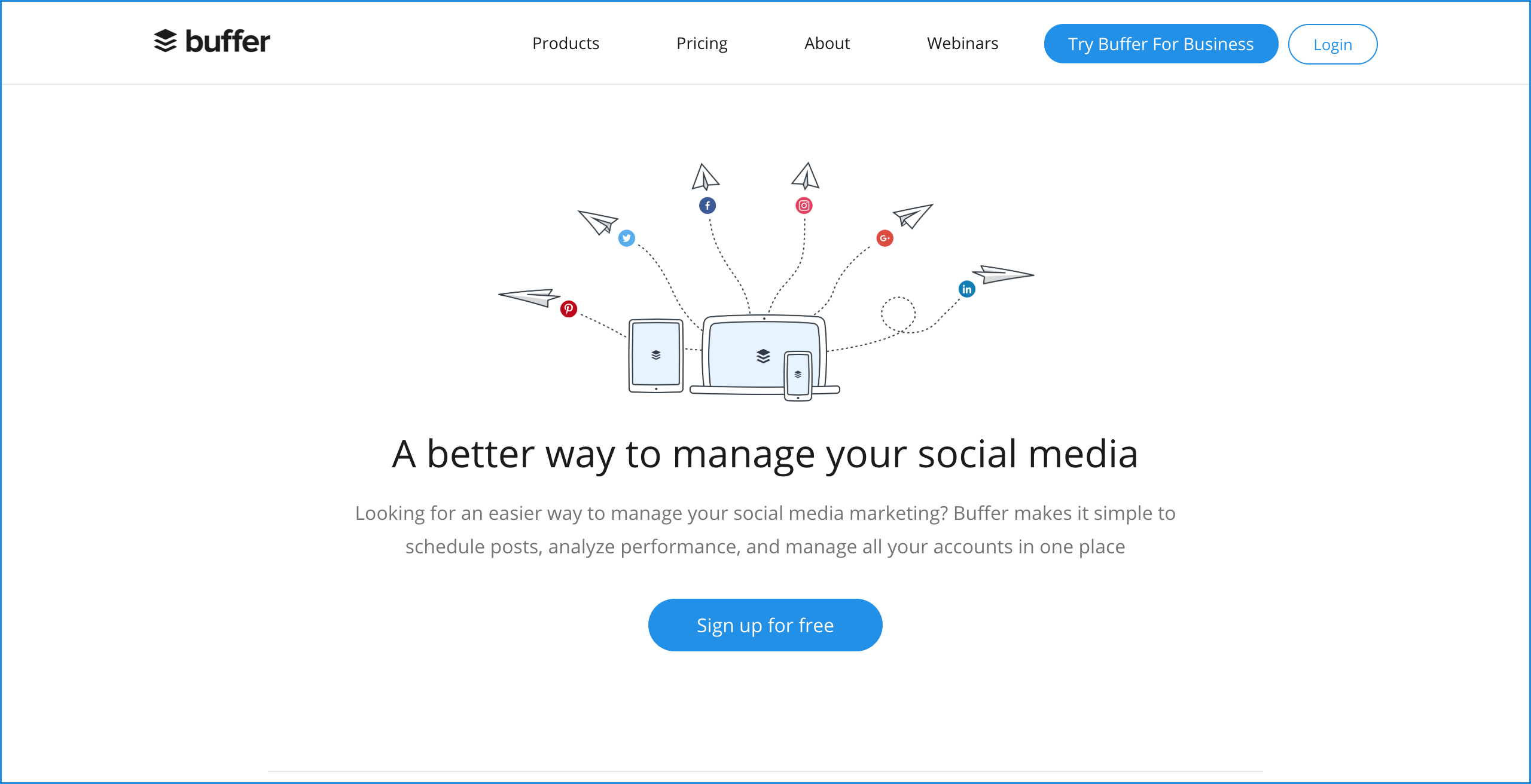 Buffer website header Buffer website header