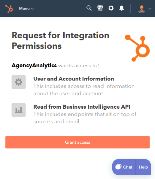 AgencyAnalytics - HubSpot -Grant Integration Access