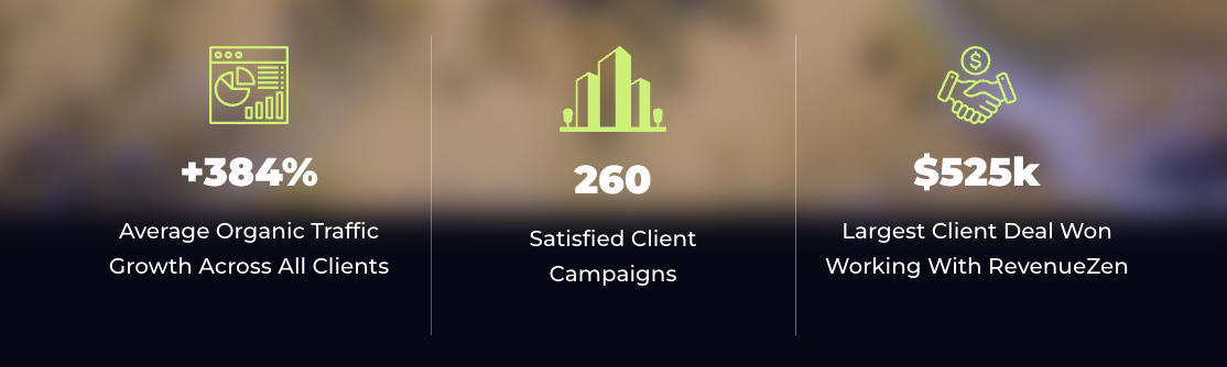 Screenshot of RevenueZen Client Growth Metrics