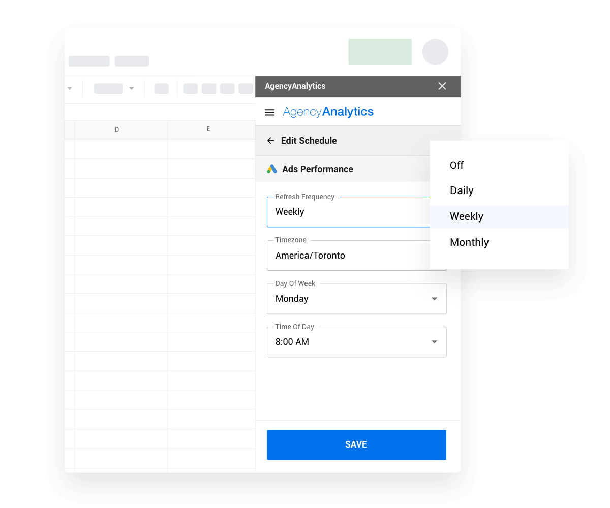 Schedule data queries to refresh at specified recurring dates and times.