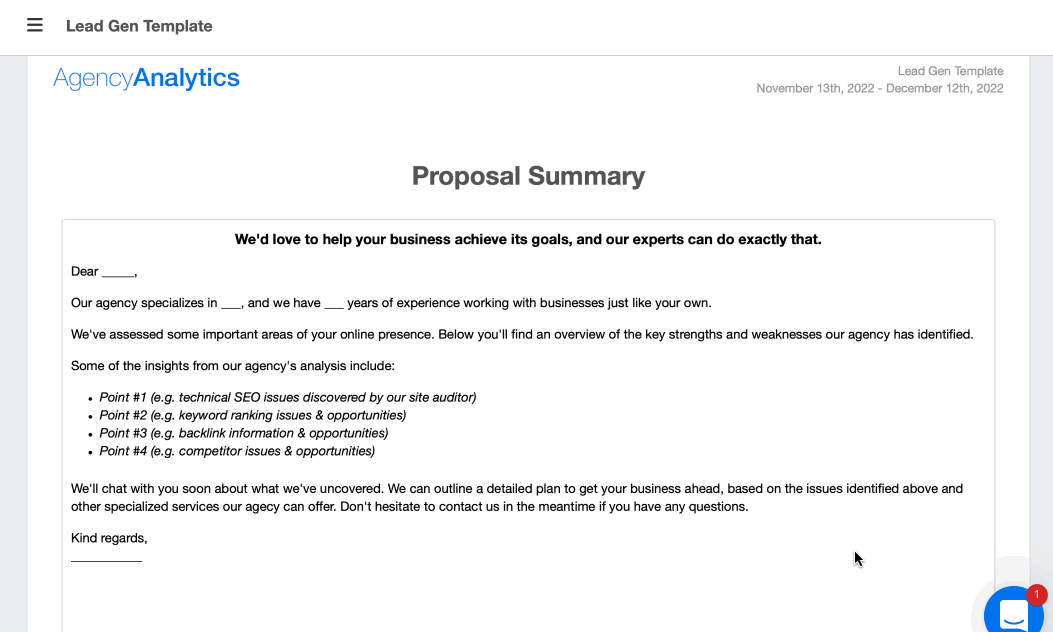 Client Proposal Template Example