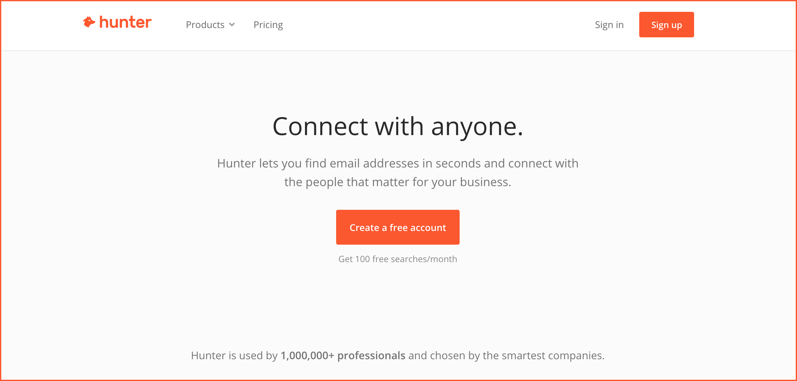 Header section of Hunter's website. Header section of Hunter's website.