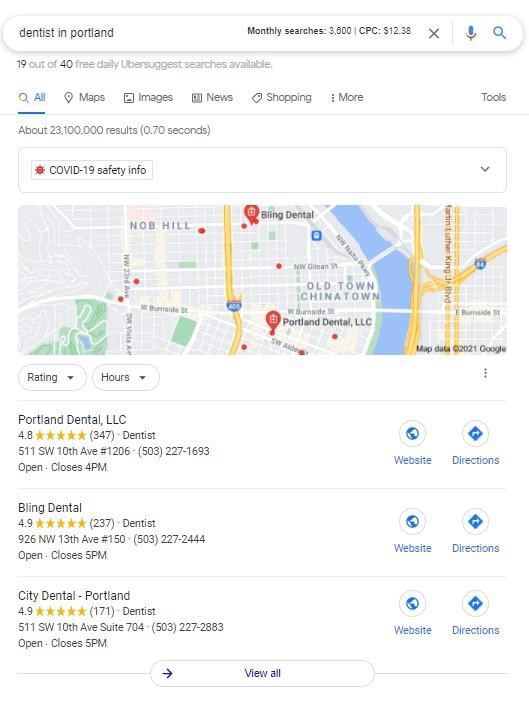 Google Maps Business Listing Example
