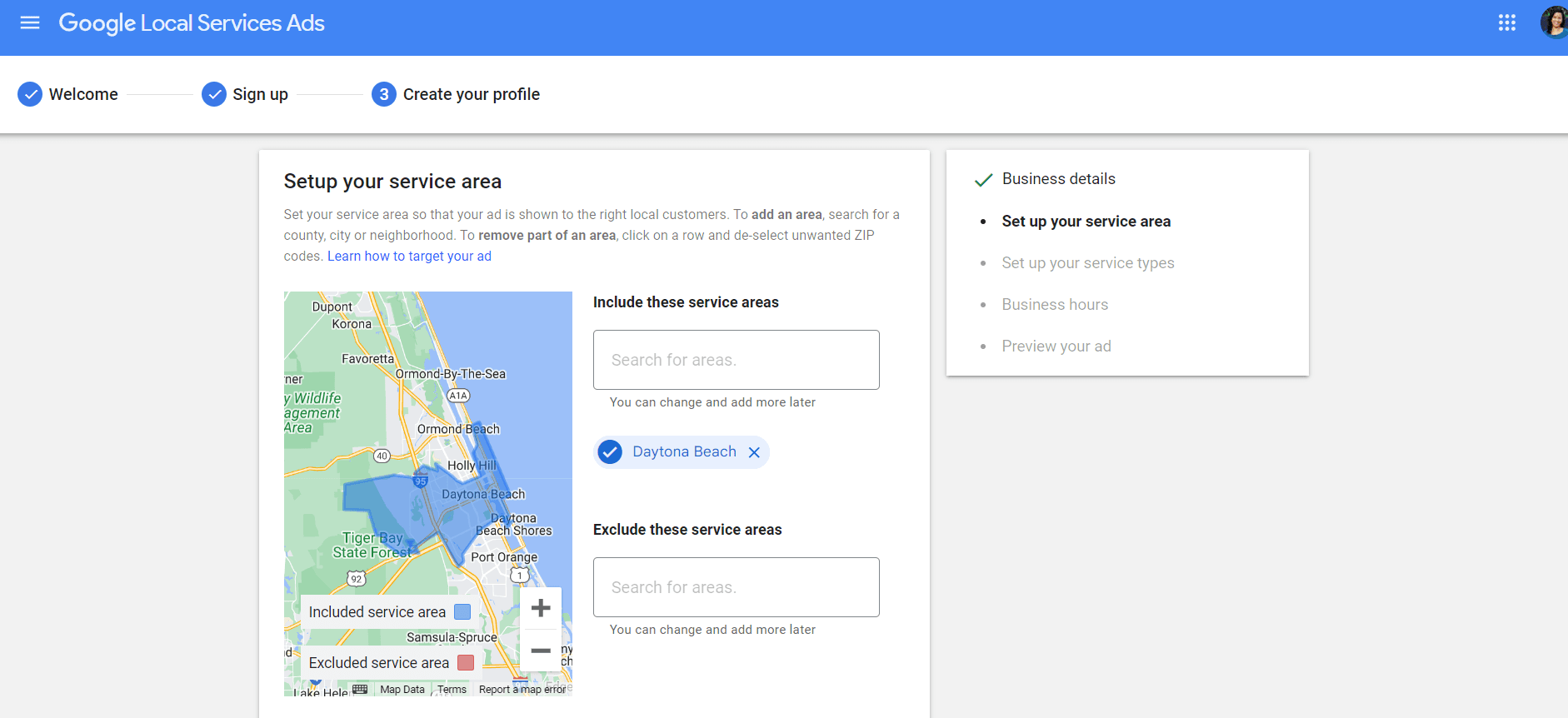 Google Local Services Ads - Geographic Region