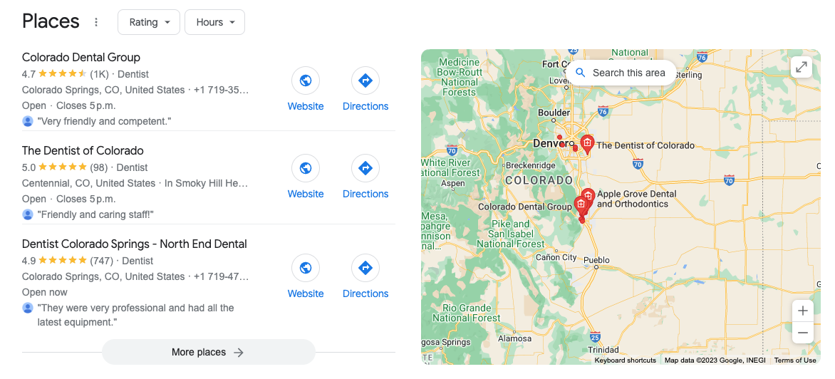 Dentist Colorado SERP Dentist Colorado SERP