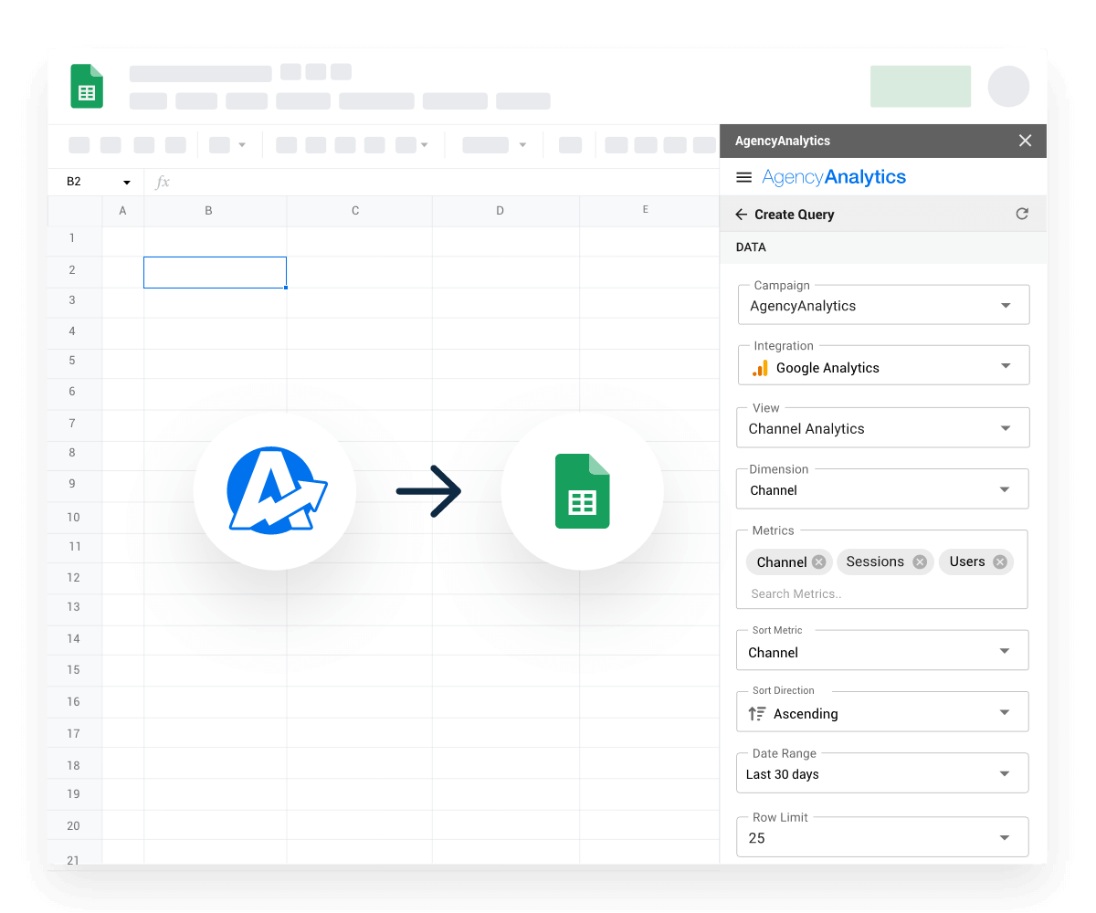 Google Data Sheets Export Add-On Screenshot