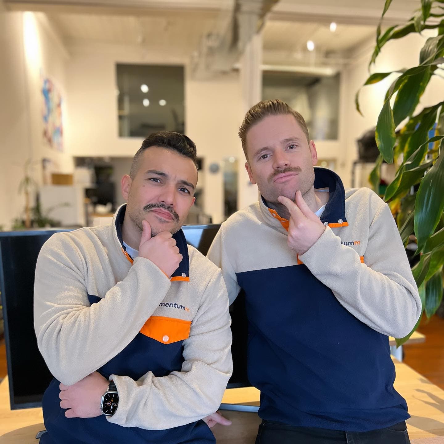 Anthony Guilhem and Steven Yates show off their Movember ‘staches.  Anthony Guilhem and Steven Yates show off their Movember ‘staches.