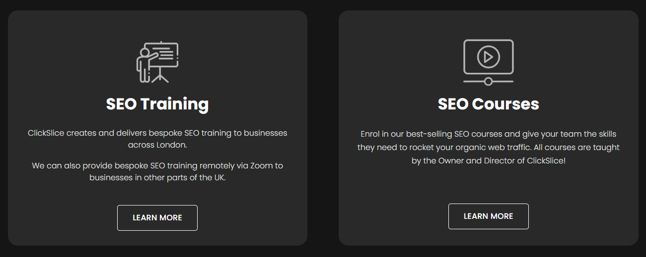 ClickSlice SEO Training and Courses Screenshot